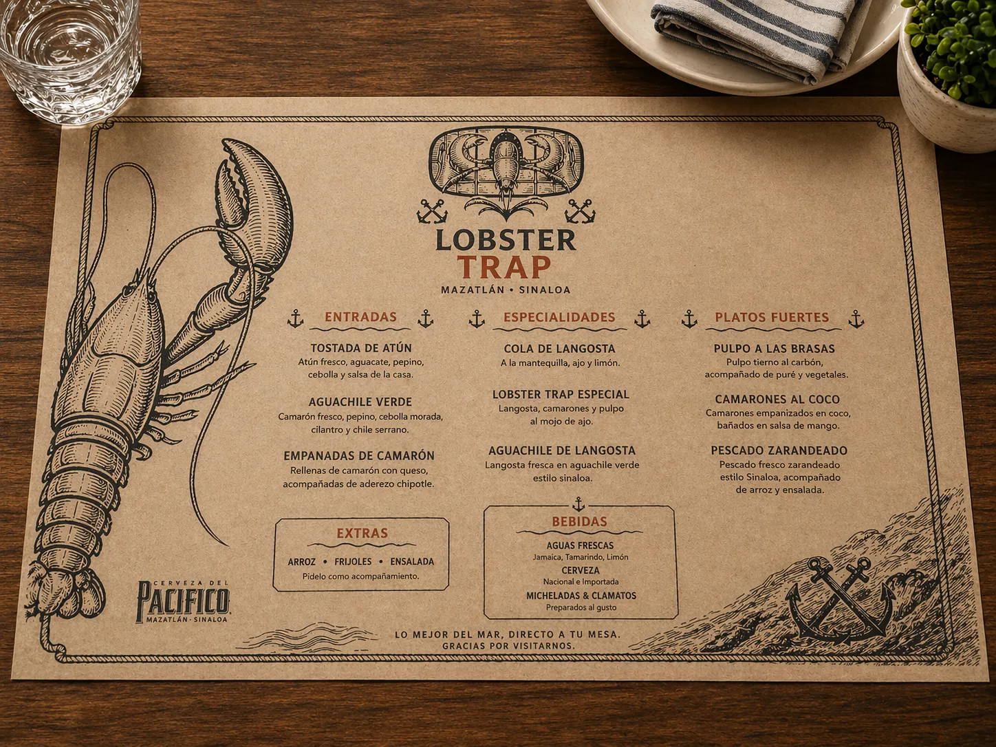 Mantel kraft impreso Lobster Trap